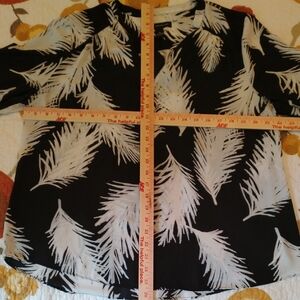 INC International Concepts Black and White Feather Blouse